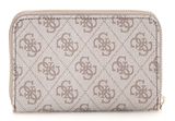 GUESS Zamira Medium Zip Around Wallet Dark Taupe Logo GUESS Zamira Medium Zip Around Wallet Dark Taupe Logo