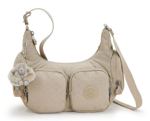 kipling Basic Plus Rikka Crossbody Bag Signature Beige Embossed