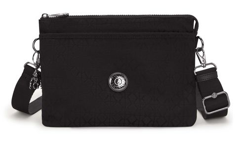 kipling Elevated Jacquard Riri Crossbody Bag L Black Signature Jacquard