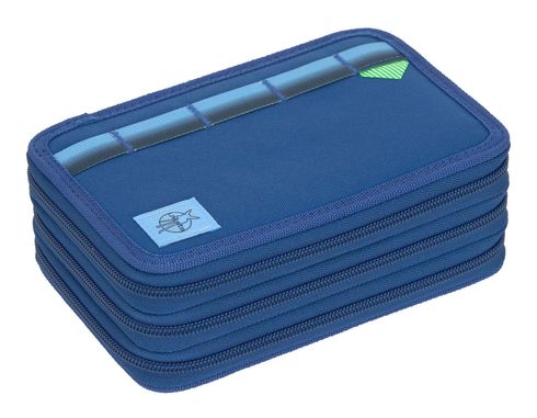 Lässig Unique School Triple Pencil Case Slim Dark Blue