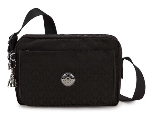 kipling Elevated Jacquard Abanu Medium Crossbody Black