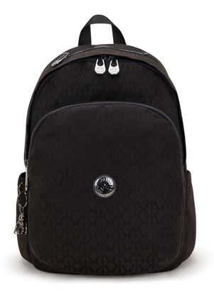 kipling Elevated Jacquard Delia Backpack M Black Signature Jacquard