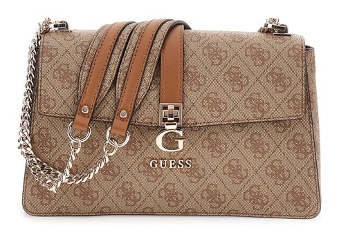 GUESS Zamira Convertible Xbody Flap Bag Latte Logo