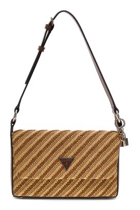 GUESS Simona Flap Shoulder Bag Natural / Cognac