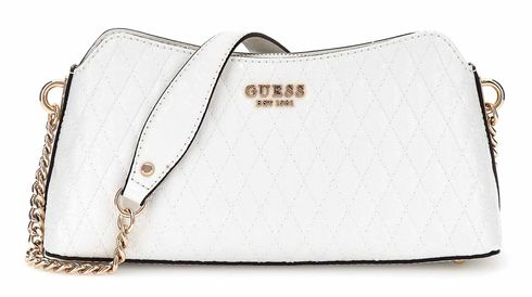 GUESS Betula Top Zip Shoulder Bag White