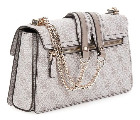 memi② GUESS Zamira Convertible Xbody Flap Bag Dark Taupe Logo