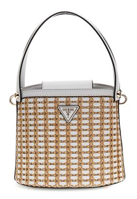 GUESS Atalia Crossbody Bucket Bag Natural / White