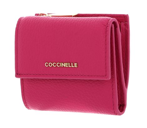COCCINELLE Metallic Soft Wallet Grained Leather New Fucsia