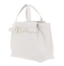 COCCINELLE Malory Handbag Grained Leather Blanco COCCINELLE Malory Handbag Grained Leather Blanco