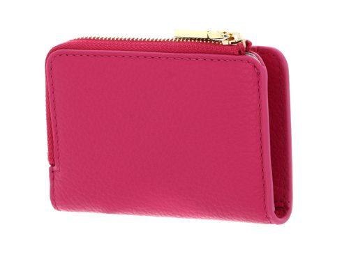 Portacarte Di Credito Coccinelle Con Nappina - Tassel Credit Card Holder New Fucsia, 6 Scomparti + Zip, Pelle Vero, Regalo Elegante