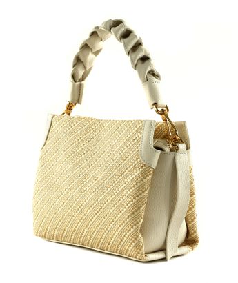 かごバッグ COCCINELLE BOHEME BICOLOR STRAW HANDBAG COCCINELLE Boheme Bicolor Straw Handbag Mul. Blanco / Blan