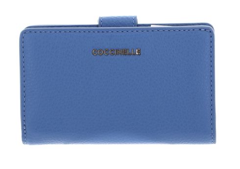 COCCINELLE Metallic Soft Mini Wallet Grained Leather Azul
