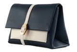 COCCINELLE Dorian Bicolor Handbag Grained Leather Midnight Blue / Blanco