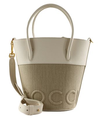 COCCINELLE Myrtha Canvas Handbag Natural / Blanco