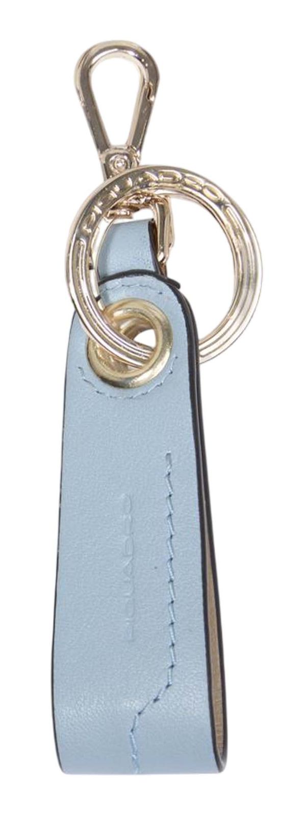 PIQUADRO Circle Keychain With Carabiner Hook Light Blue - Beige PIQUADRO Circle Keychain With Carabiner Hook Light Blue - Beige