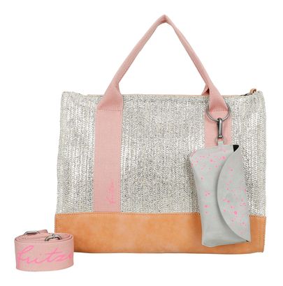 Fritzi aus Preußen Tote Bag Limited Painted Straw Shopper Silver Nature