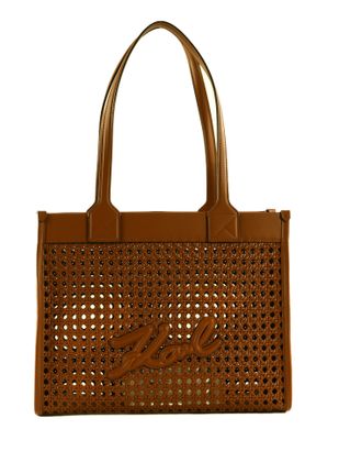 KARL LAGERFELD K / Skuare Woven Tote Bag M Dark Tan