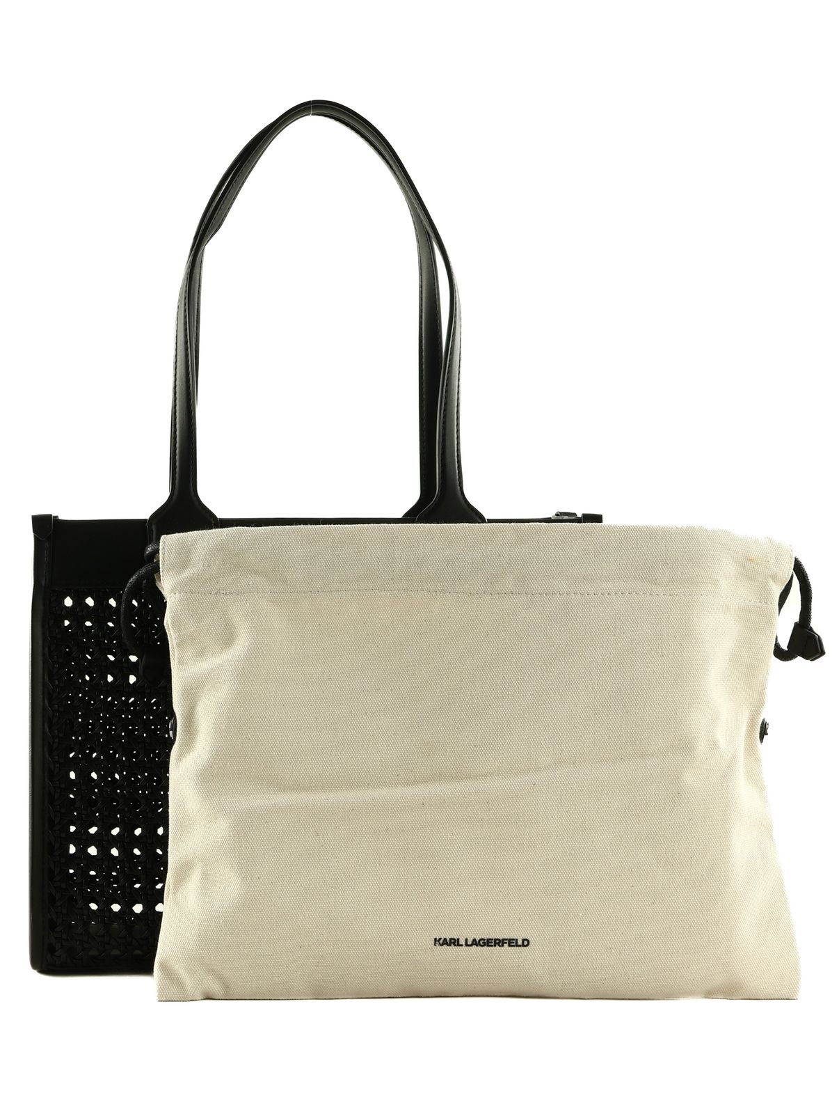 KARL LAGERFELD K / Skuare Woven Tote Bag M Black - Nickel KARL LAGERFELD K / Skuare Woven Tote Bag M Black - Nickel