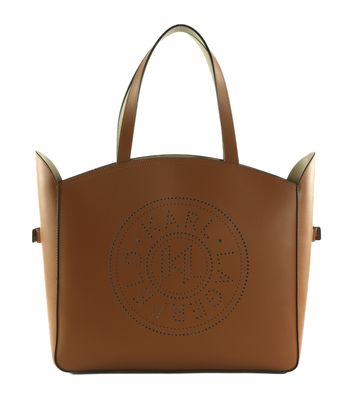 KARL LAGERFELD K / Circle Tote Bag with Pouch Dark Tan