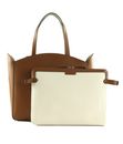 KARL LAGERFELD K / Circle Tote Bag with Pouch Dark Tan