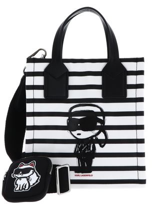 KARL LAGERFELD Ikon Stripes Tote Black - White