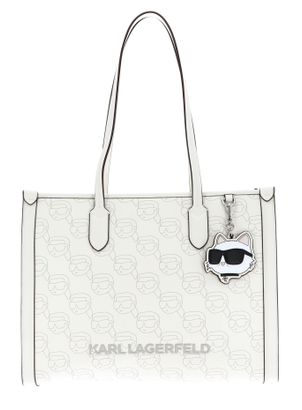 KARL LAGERFELD Ikon Mono CC Square Tote M Nft AOP Creme