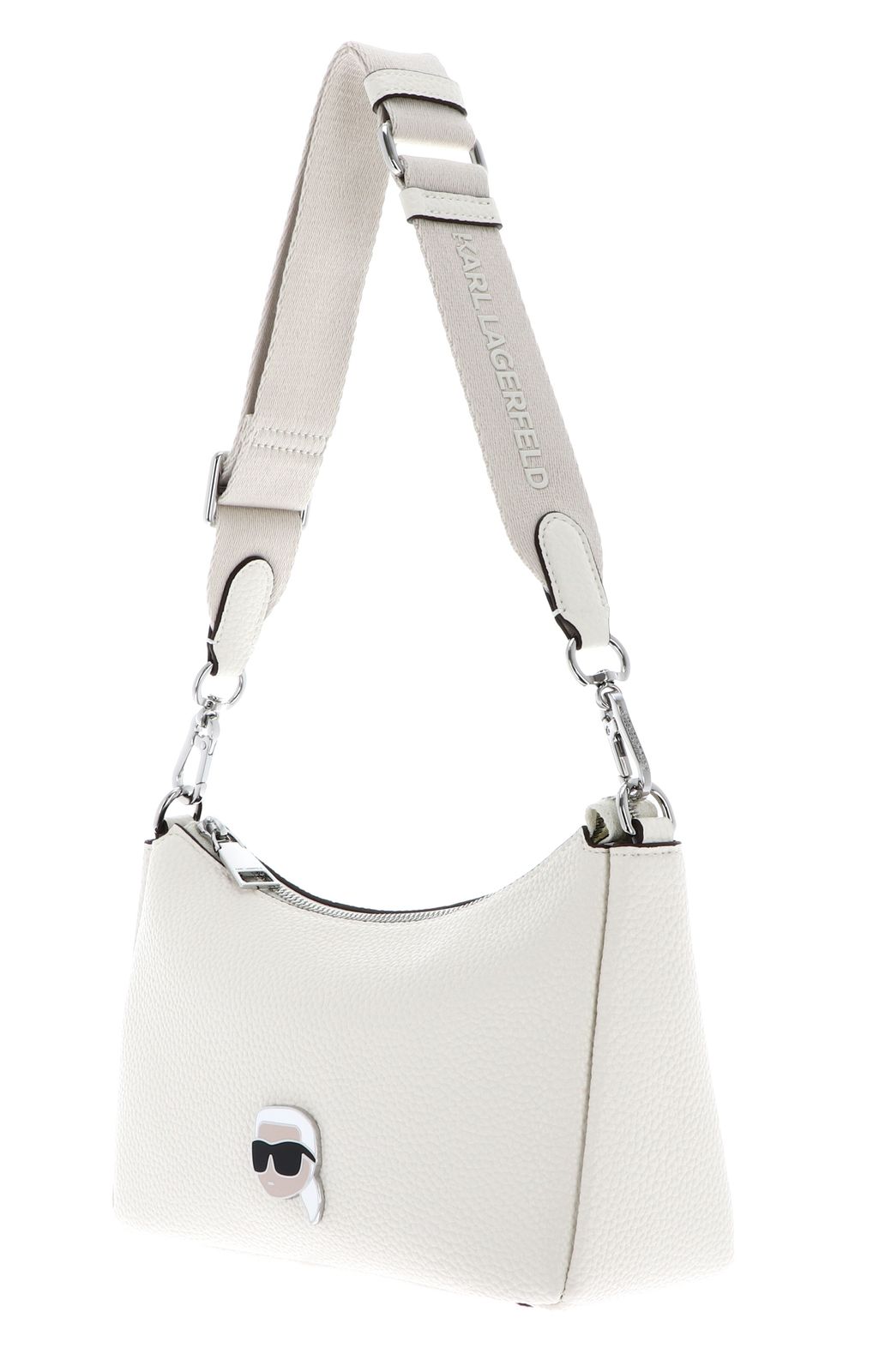 KARL LAGERFELD Ikon Pebble Shoulder Bag Cream White KARL LAGERFELD Ikon Pebble Shoulder Bag Cream White