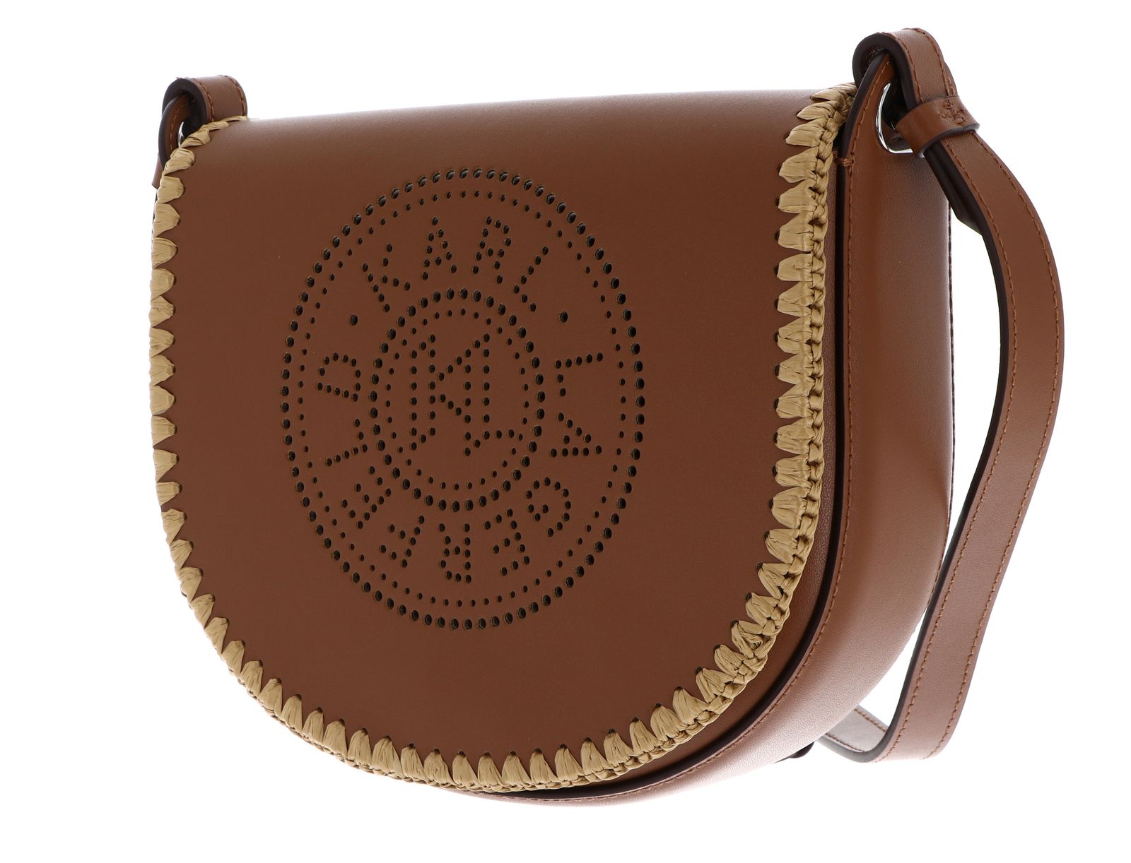 KARL LAGERFELD K / Circle Crossbody Saddle Raffia Whip Natural Tan KARL LAGERFELD K / Circle Crossbody Saddle Raffia Whip Natural Tan