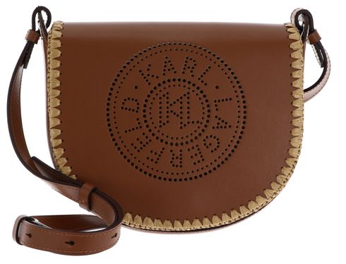 KARL LAGERFELD K / Circle Crossbody Saddle Raffia Whip Natural Tan