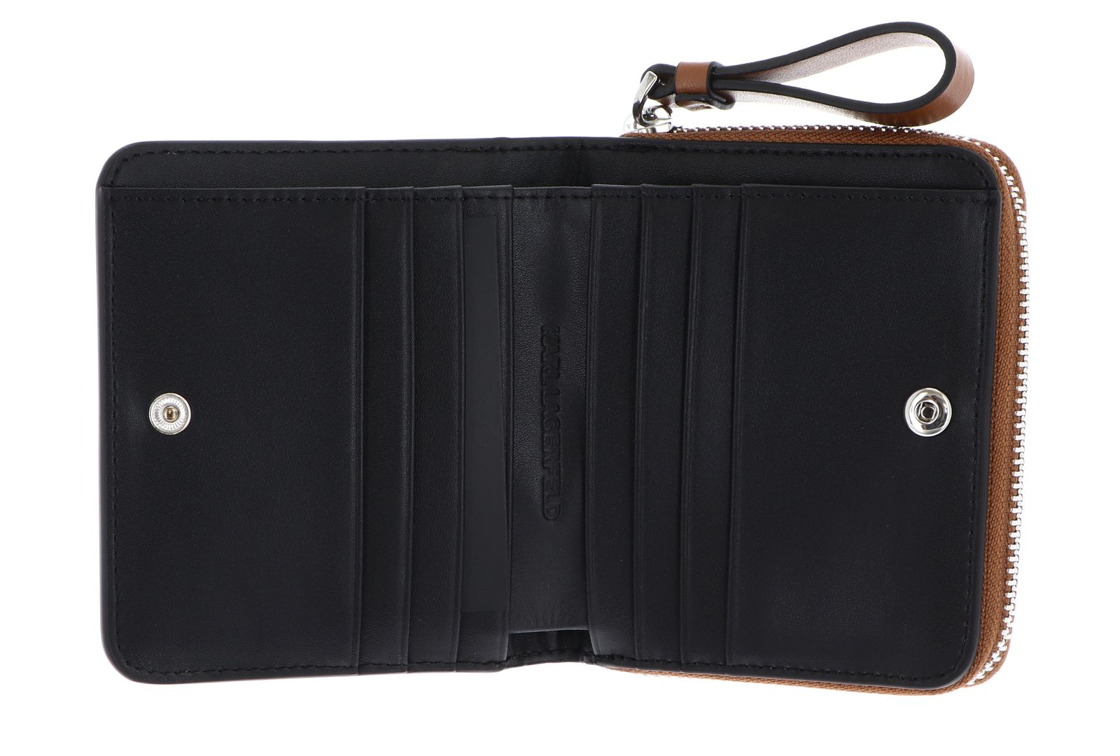 KARL LAGERFELD Essentials Perforated Bifold Wallet M Dark Tan KARL LAGERFELD Essentials Perforated Bifold Wallet M Dark Tan