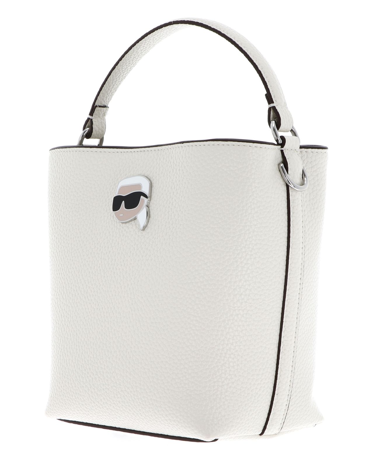 KARL LAGERFELD Ikon Pebble Bucket Bag Cream White KARL LAGERFELD Ikon Pebble Bucket Bag Cream White