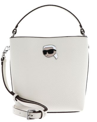 KARL LAGERFELD Ikon Pebble Bucket Bag Cream White