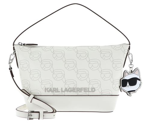 KARL LAGERFELD Ikon Mono CC Crossbody Bag Nft AOP Cream White