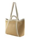 COCCINELLE Amalia Crochet Straw Handbag Natural / Blanco
