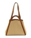 COCCINELLE Amalia Crochet Straw Handbag Natural / Cuir