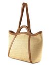 COCCINELLE Amalia Crochet Straw Handbag Natural / Cuir