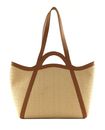 COCCINELLE Amalia Crochet Straw Handbag Natural / Cuir