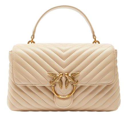 PINKO Love Lady Puff Classic CL Sheep Nappa Chevron M Beige - Smoke Grey - Antique Gold