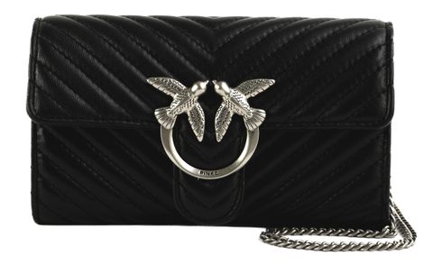 PINKO Love One Mini Icon Wallet C Nappa Chevron S Black - Old Silver