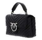 PINKO Love Lady Puff Mini CL Sheep Nappa Chevron S Black - Old Silver