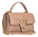 PINKO Love Lady Puff Mini CL Sheep Nappa Chevron S Ginger Biscuit - Antique Gold