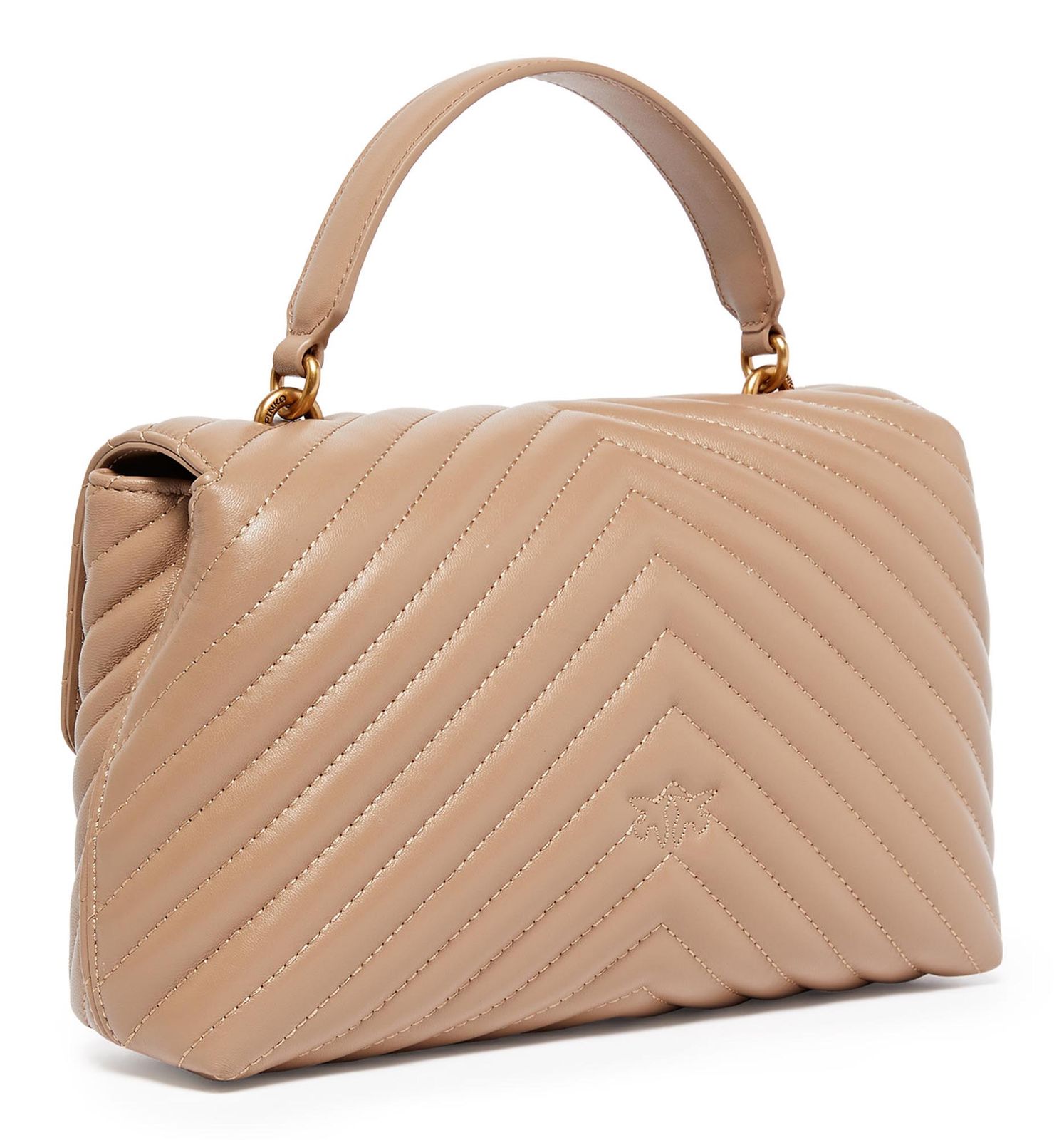 PINKO Love Lady Puff Classic CL Sheep Nappa Chevron M Ginger Biscuit - Antique Gold PINKO Love Lady Puff Classic CL Sheep Nappa Chevron M Ginger Biscuit - Antique Gold