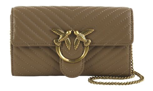PINKO Love One Mini Icon Wallet C Nappa Chevron S Ginger Biscuit - Antique Gold