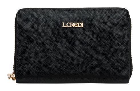 L.CREDI Poema Zip Around Wallet Black