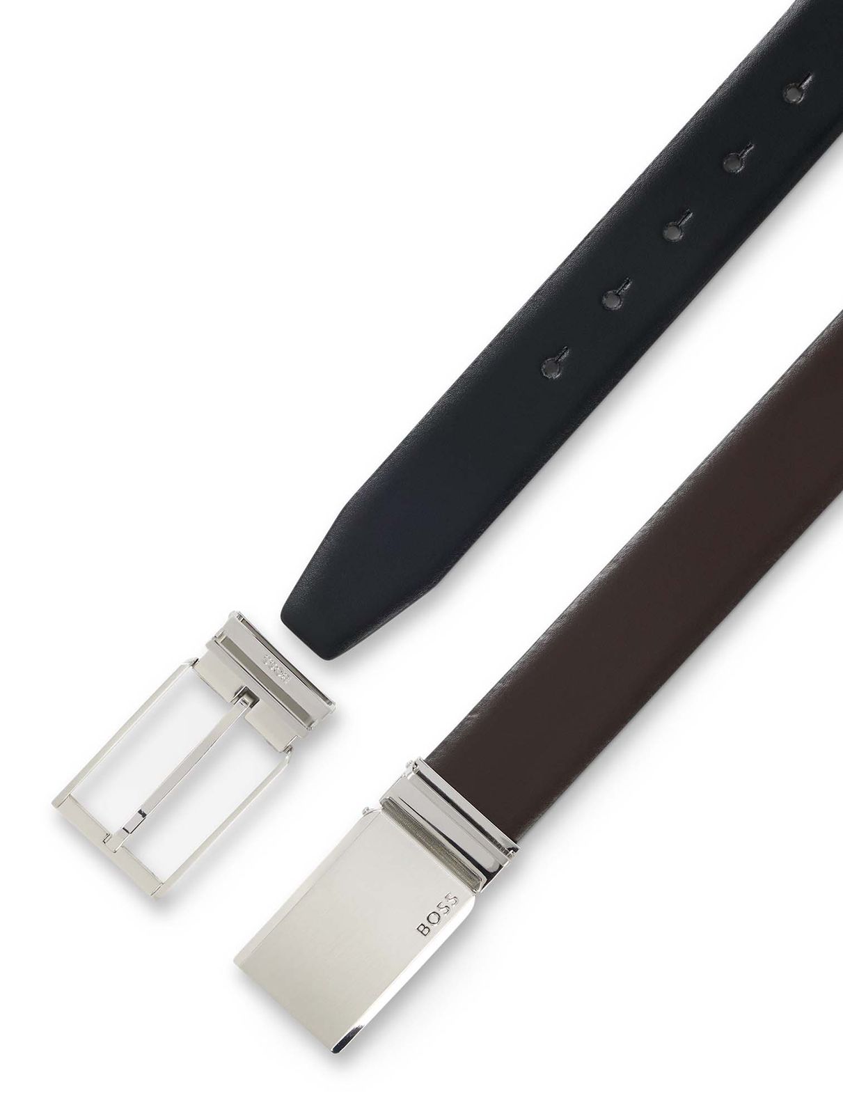 BOSS Gb35 Leather Belt W110 Brown / Black - shortenable BOSS Gb35 Leather Belt W110 Brown / Black - shortenable
