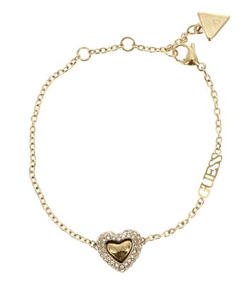 GUESS Beloved Pave Heart Bracelet S Yellow Gold