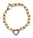 GUESS Beloved Pave Heart Chain Bracelet S Yellow Gold / Pink GUESS Beloved Pave Heart Chain Bracelet S Yellow Gold / Pink