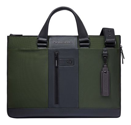 PIQUADRO Brief2 Expandable Slim Briefcase Green / Black