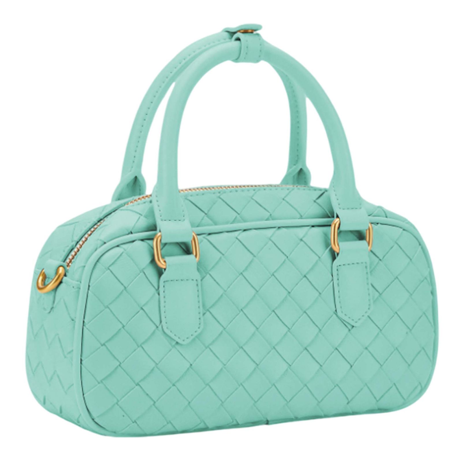 SEIDENFELT MANUFAKTUR Kinna Bowling Crossbody Bag Aqua Green SEIDENFELT MANUFAKTUR Kinna Bowling Crossbody Bag Aqua Green