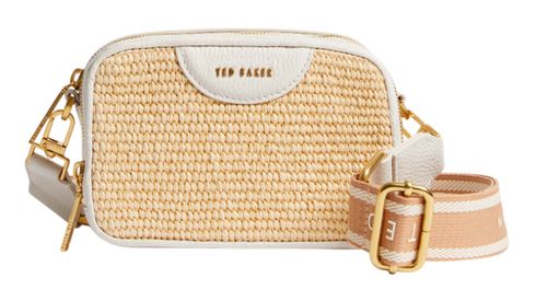 Ted Baker Baria Mini Webbing Faux Raffia Camera Bag Ecru